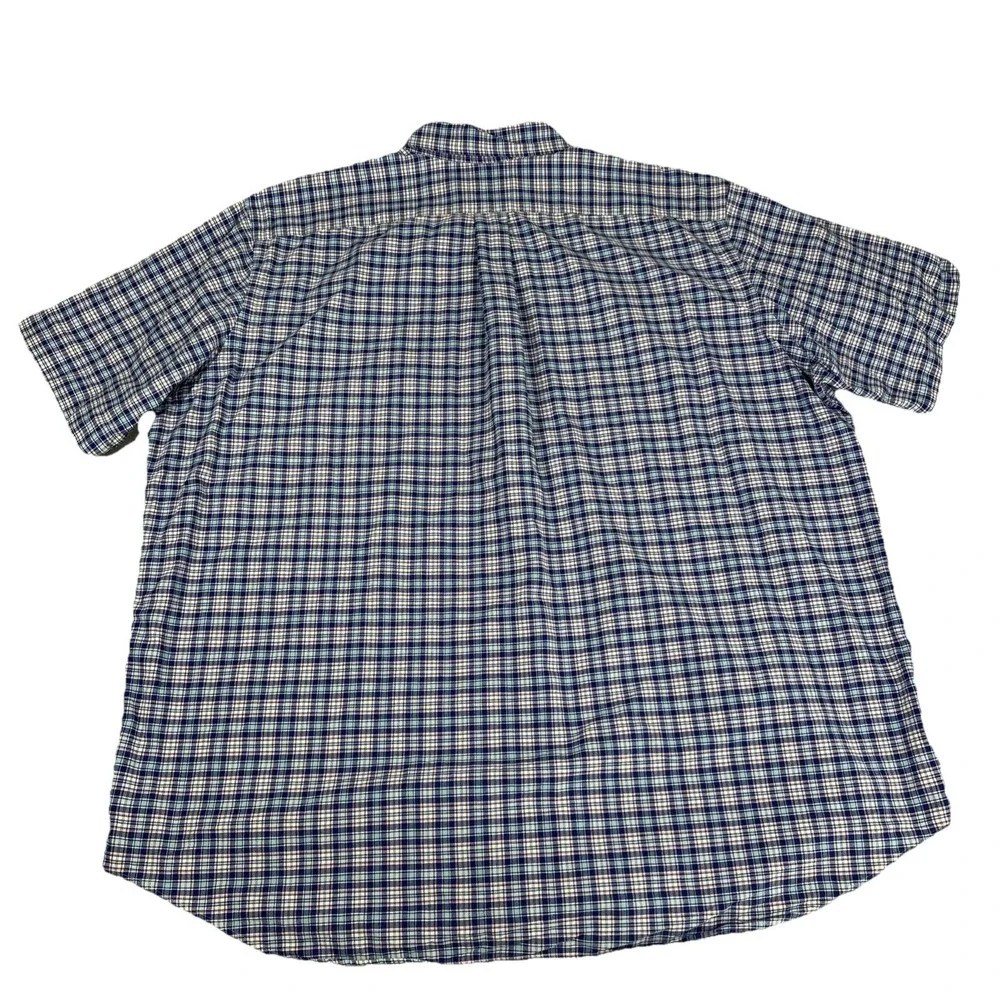 Ralph Lauren Men's 2XB Blue‎ Plaid Short Sleeve Button Down Pocket Shirt Casual
